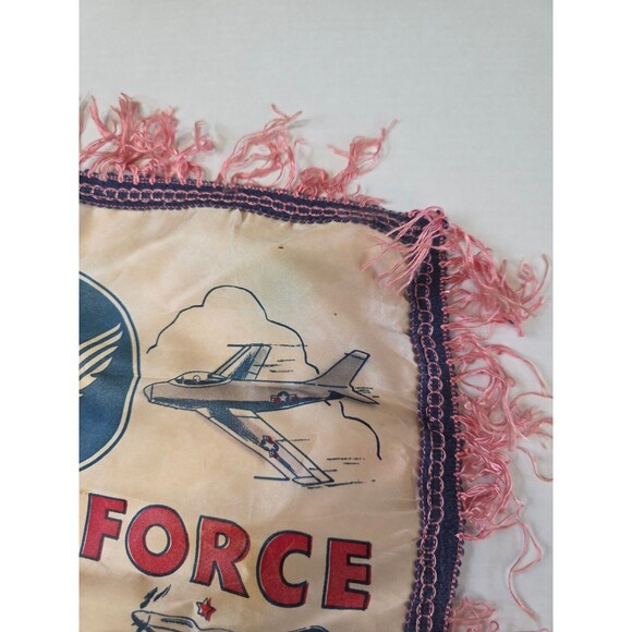 Vintage US AIR FORCE  Silk Pillow Case Fringed Mother Poem WW2 Soldier Military - Picture 5 of 7